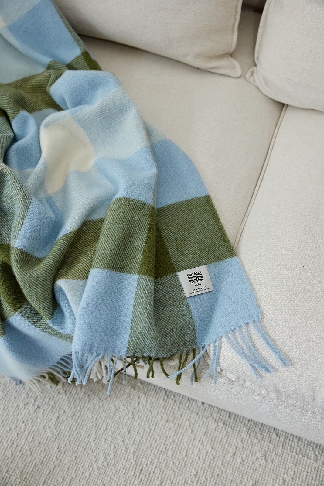 Koc wełniany w kratę Frin Olive Blue