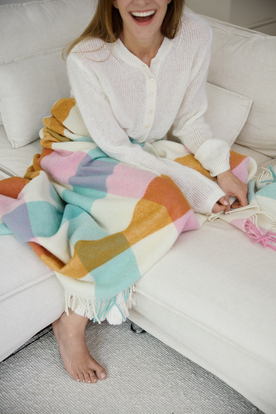 Koc wełniany w kratę Frin Multicolor