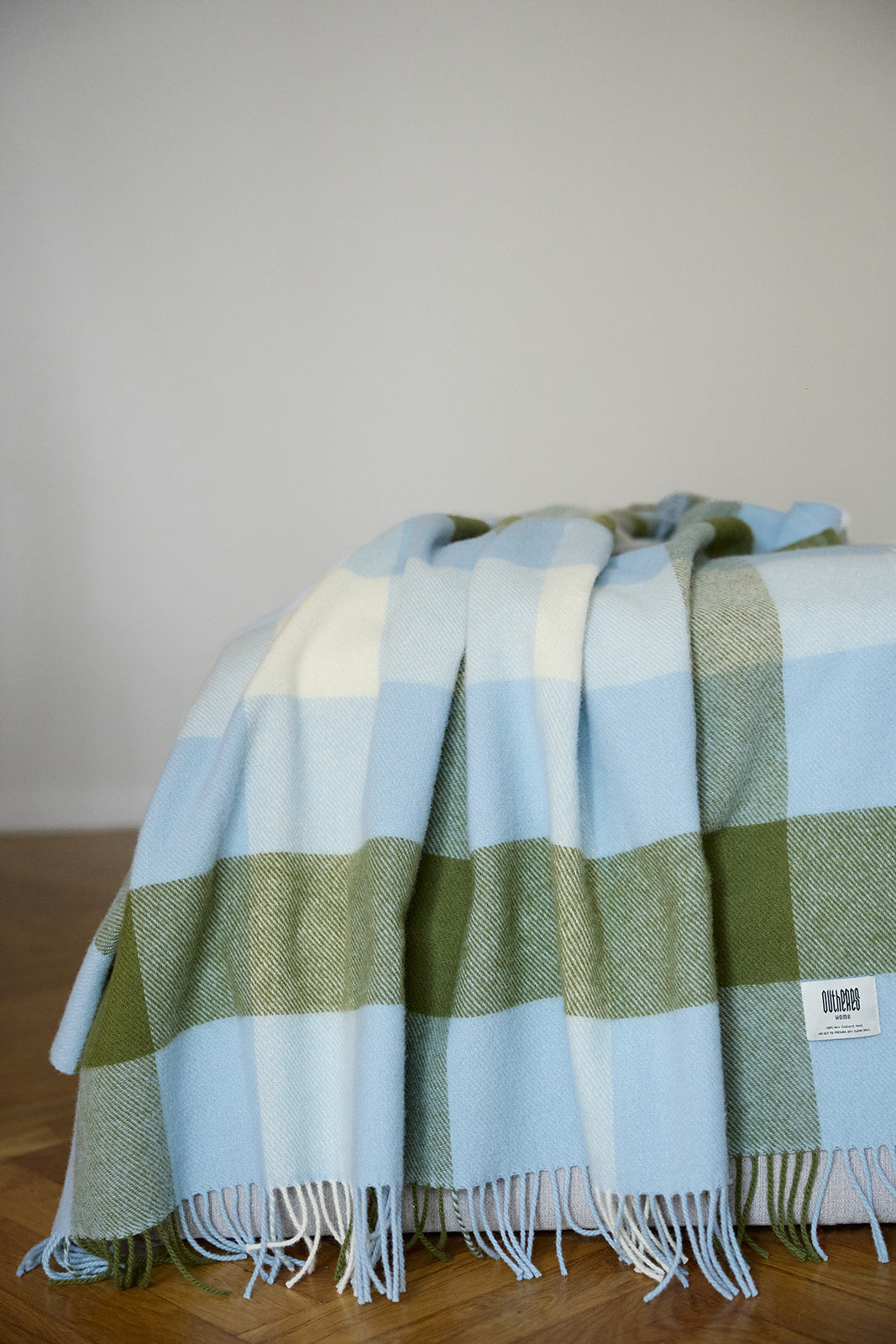 Koc wełniany w kratę Frin Olive Blue