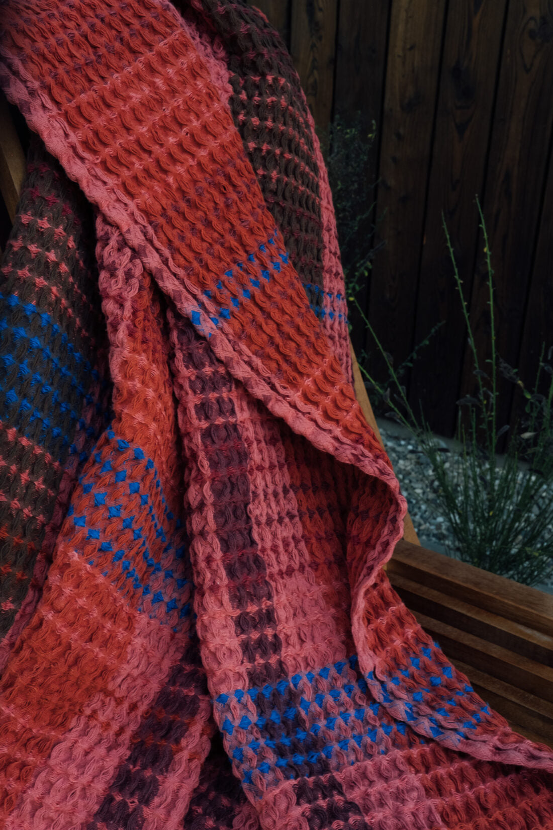 Red Waffle Plaid Throw