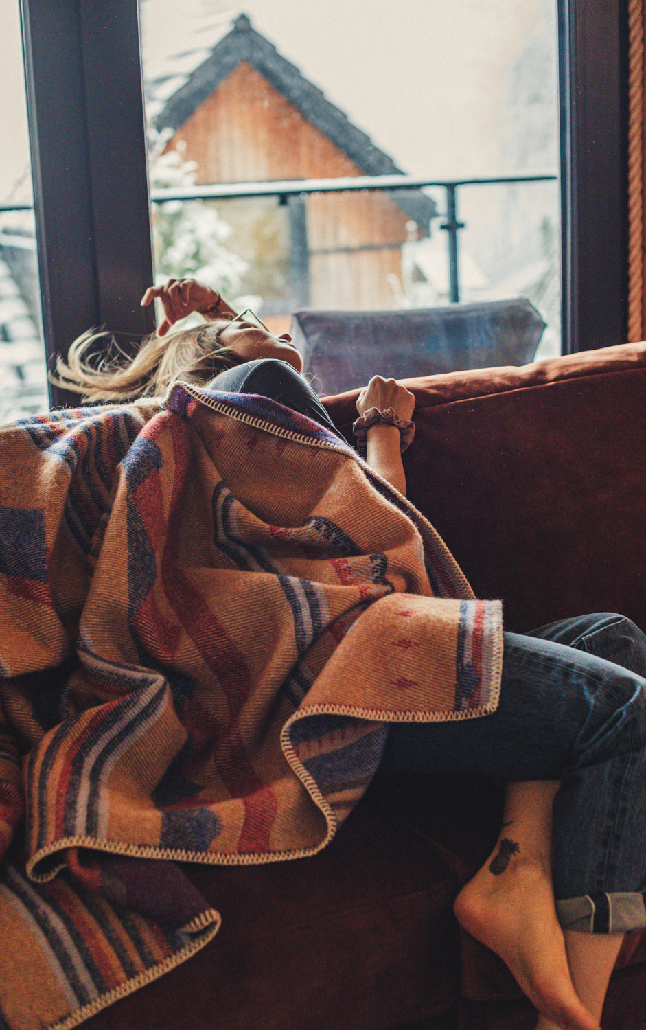 Koc wełniany Peru Brązowy