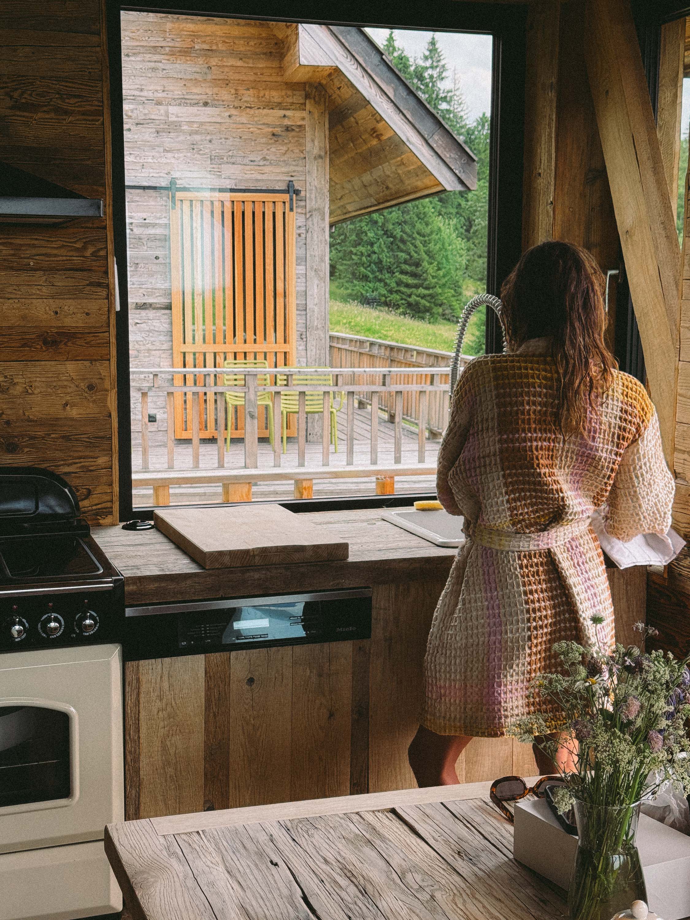 Cream Waffle Checked Bathrobe