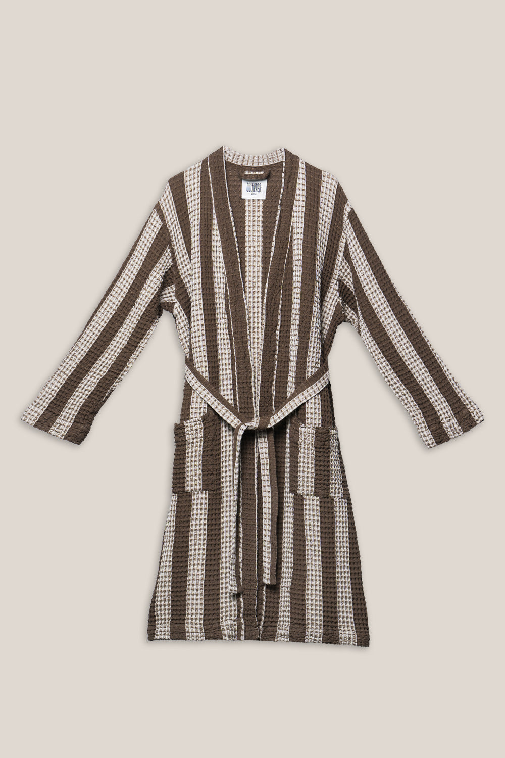 Cream Waffle Checked Bathrobe