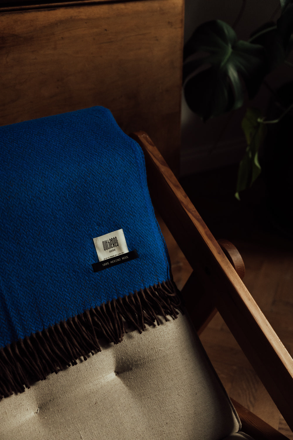 Luksusowy Koc z wełny merino extra fine Kobalt