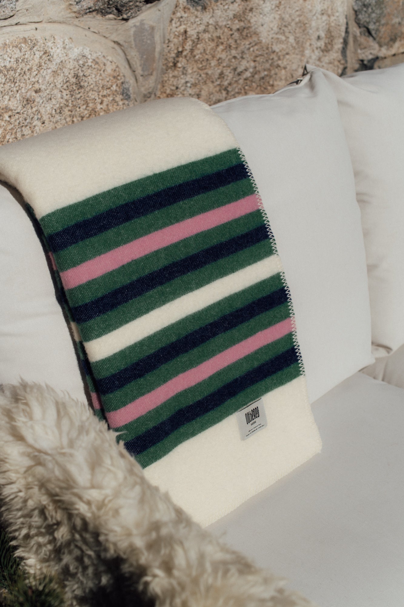 Koc wełniany Love Stripe Cream