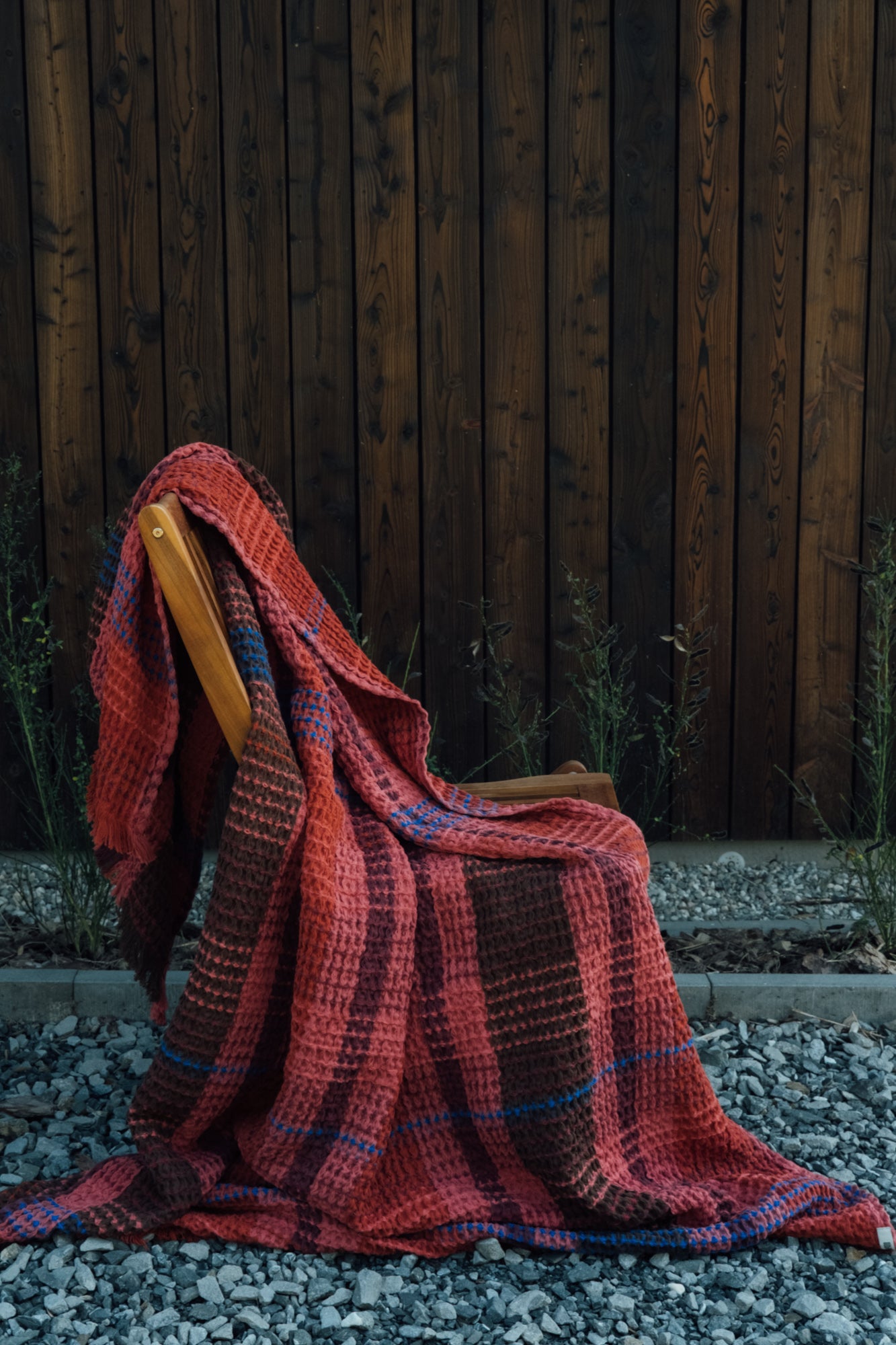 Red Waffle Plaid Throw