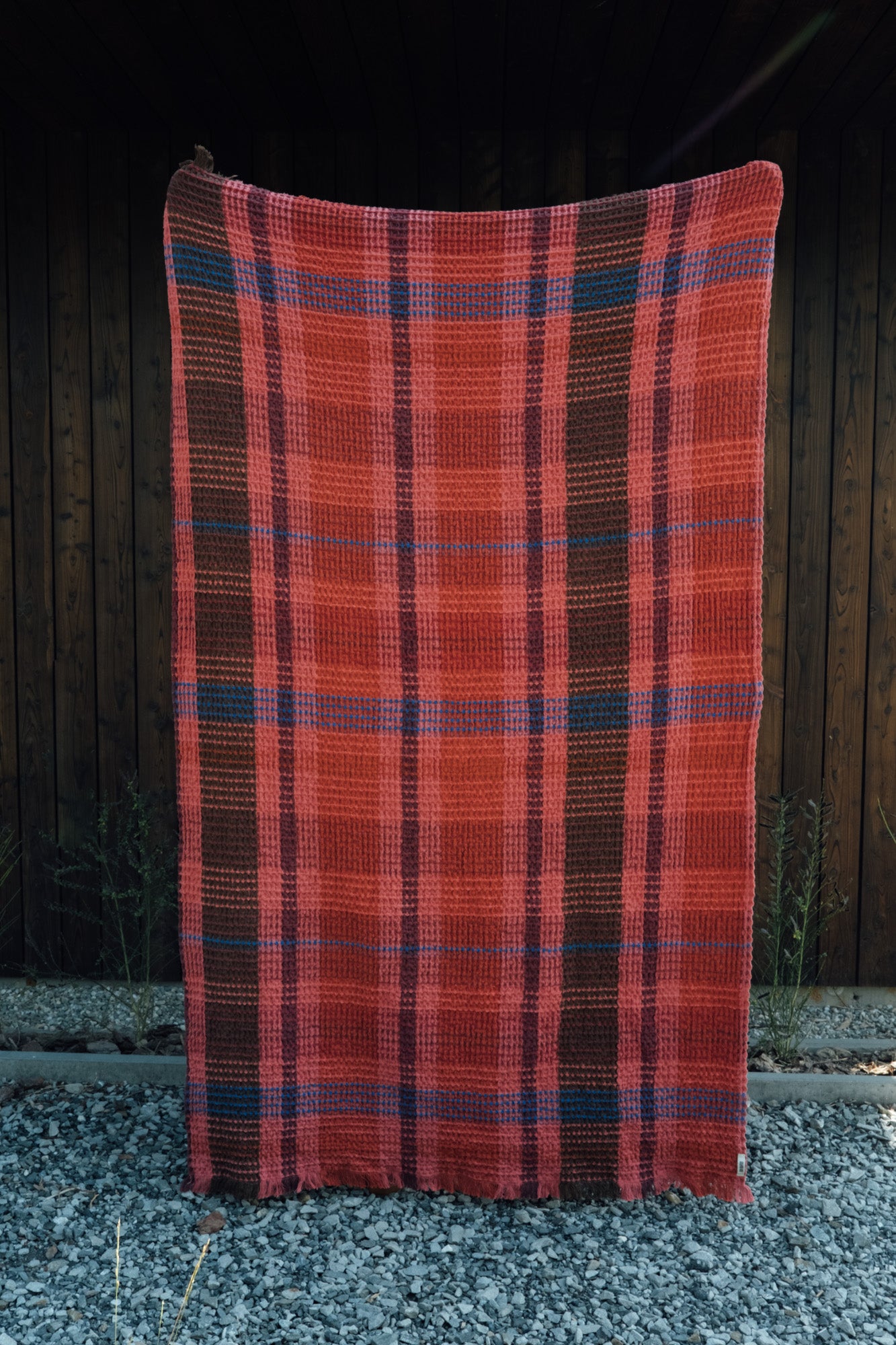 Red Waffle Plaid Throw