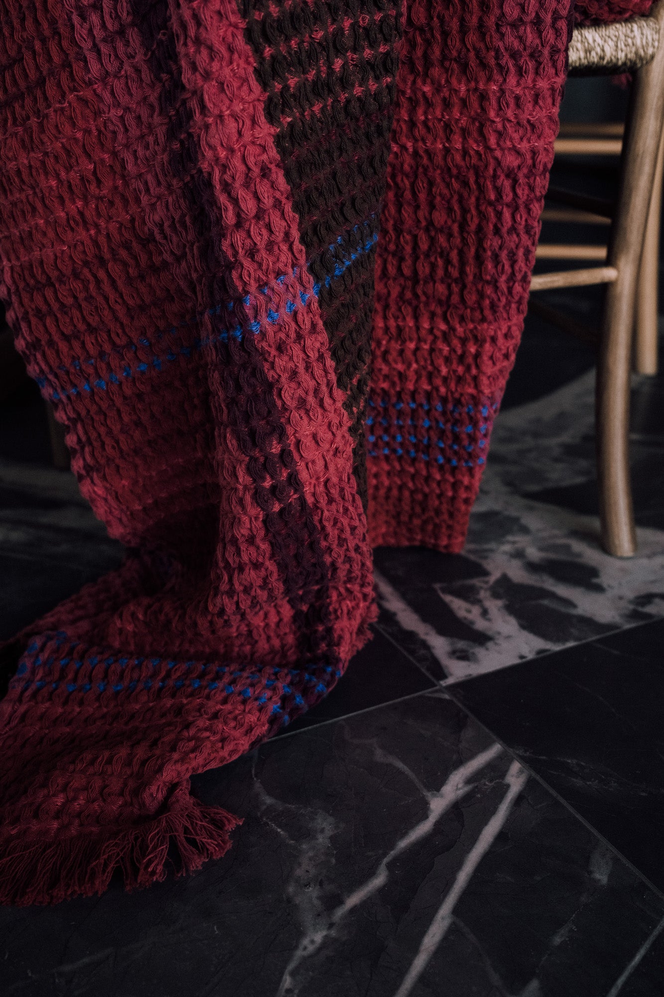 Red Waffle Plaid Throw