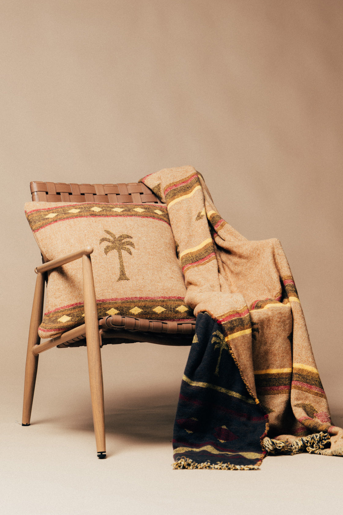 Zestaw: Koc bawełniany i Poszewka bawełniana Palms Brown