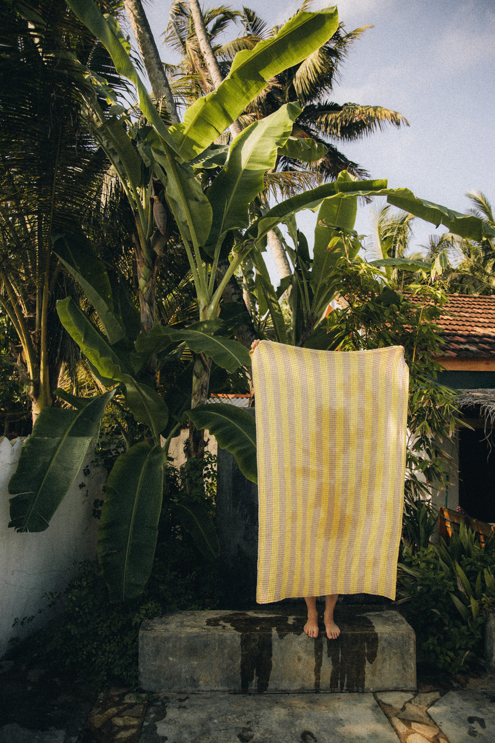 Ręcznik kąpielowy w paski Sunshine Yellow