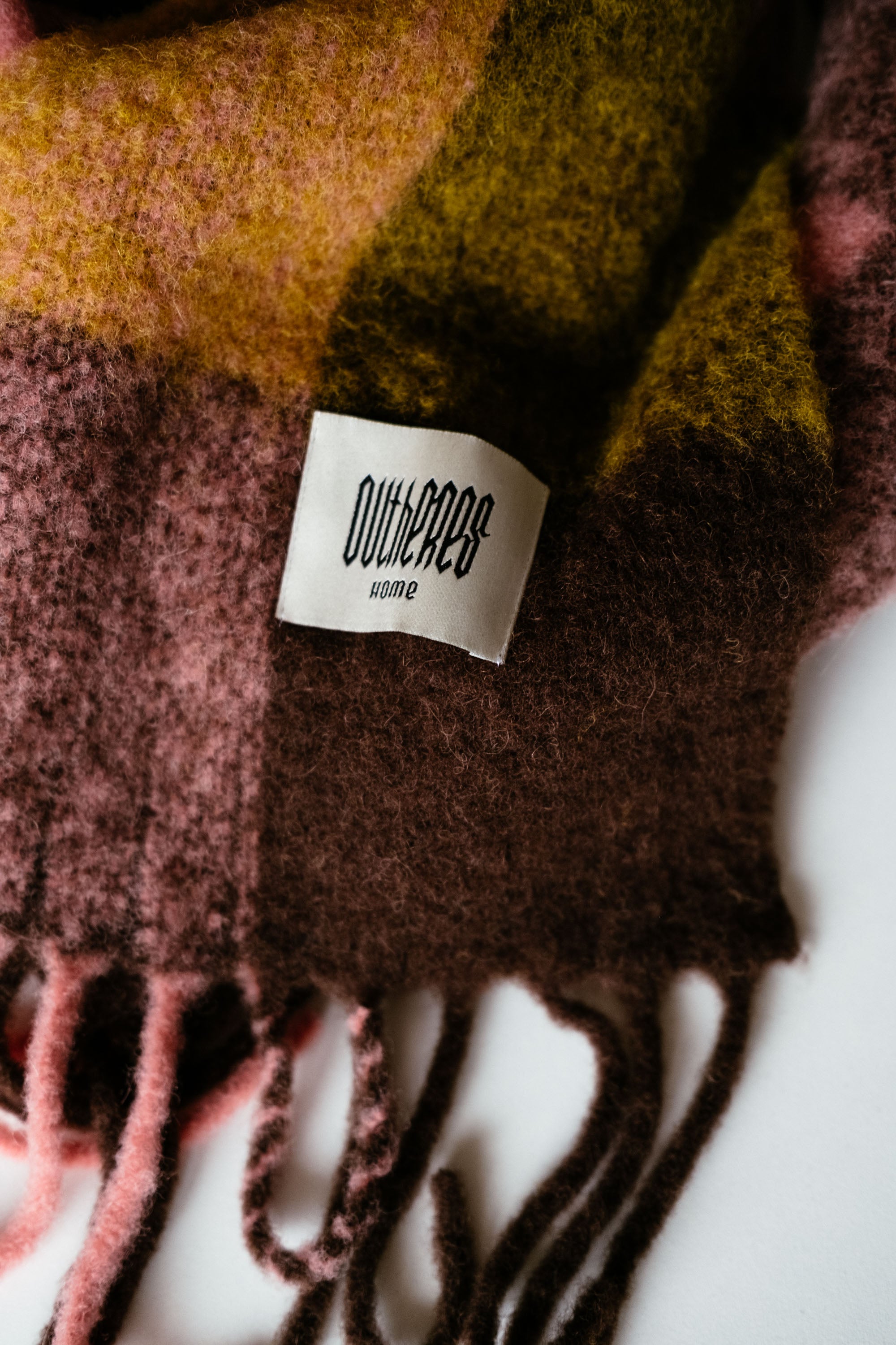 Szalik w kratę Alpaka Pink Brown