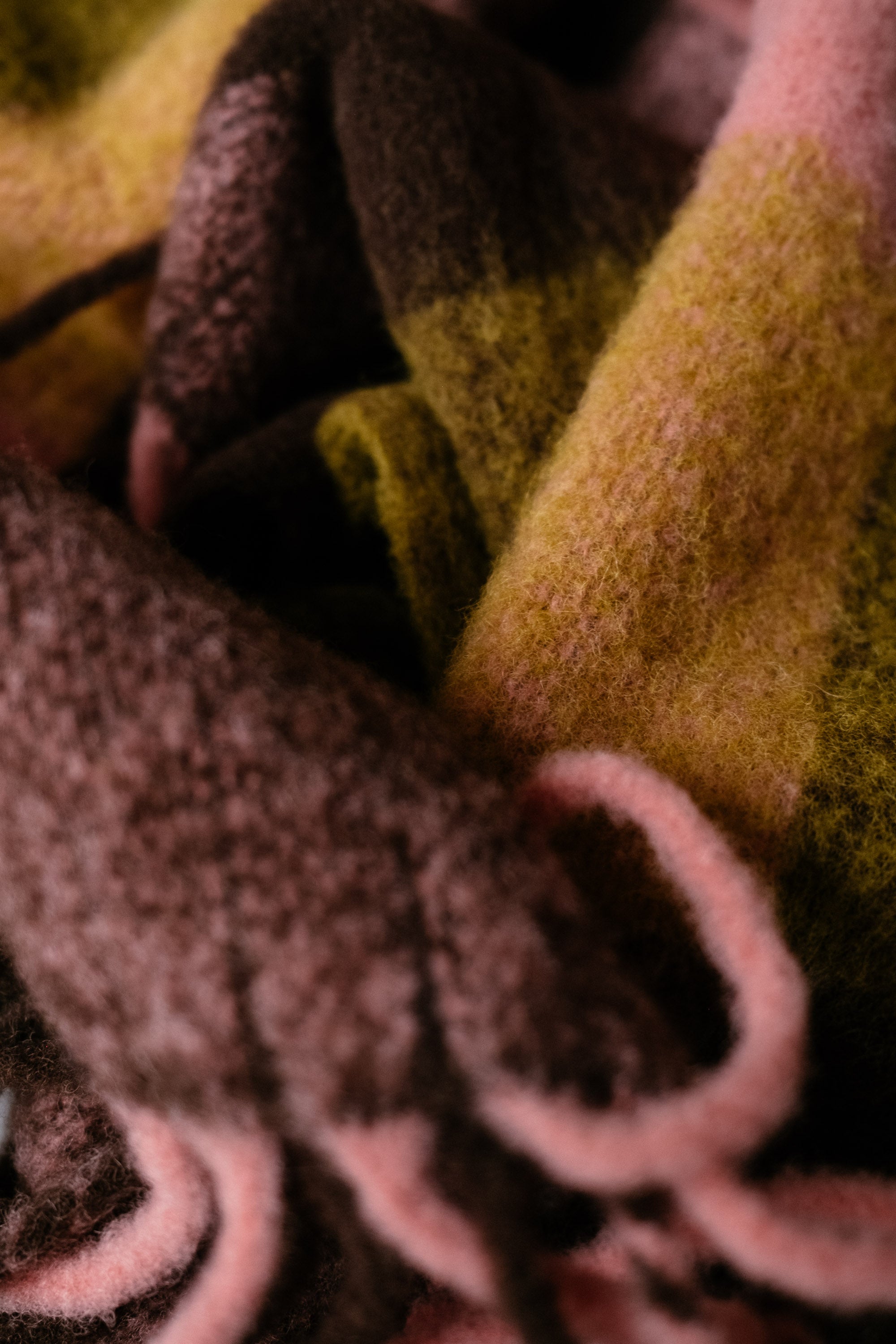 Szalik w kratę Alpaka Pink Brown
