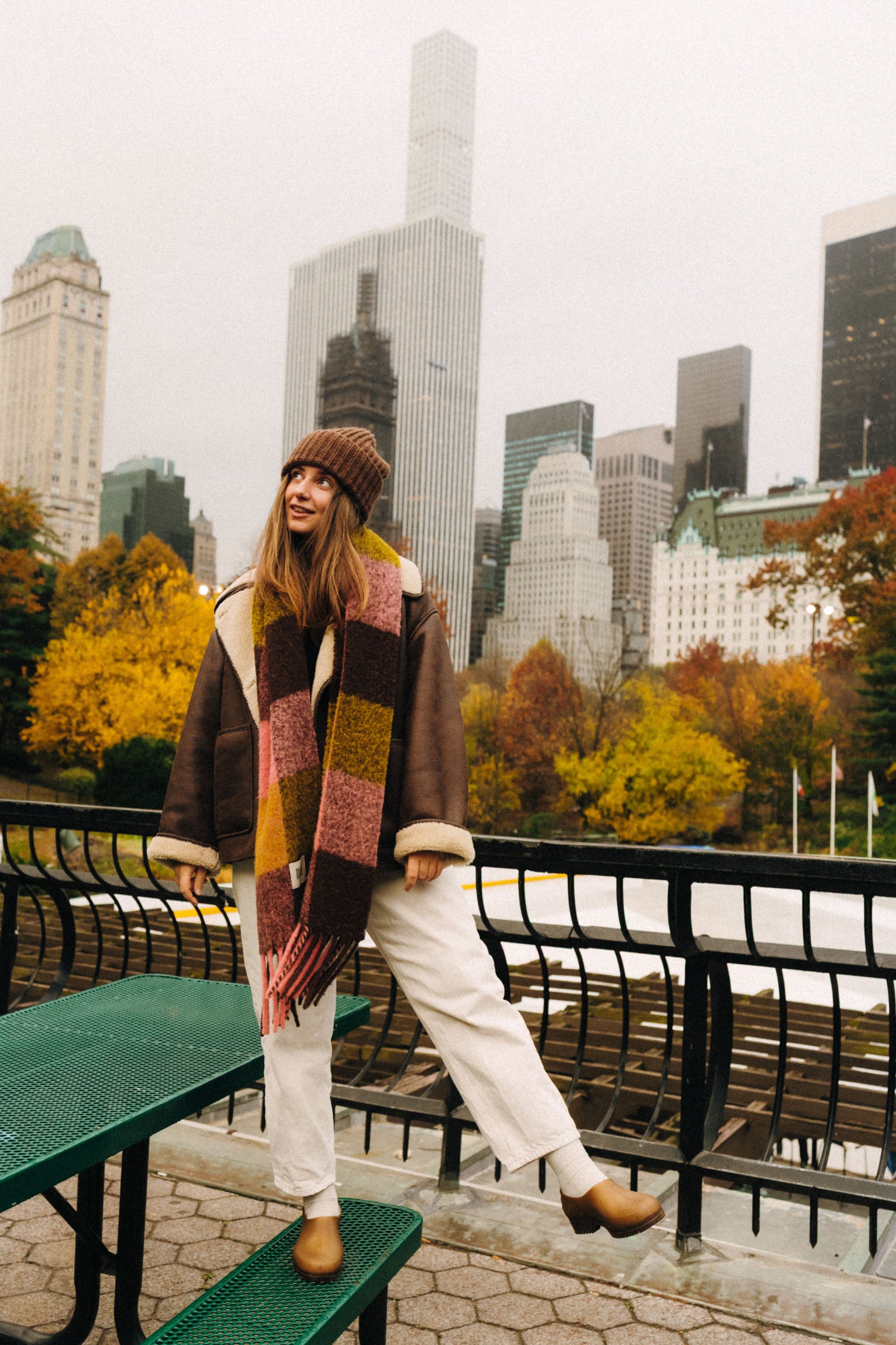 Szalik w kratę Alpaka Pink Brown