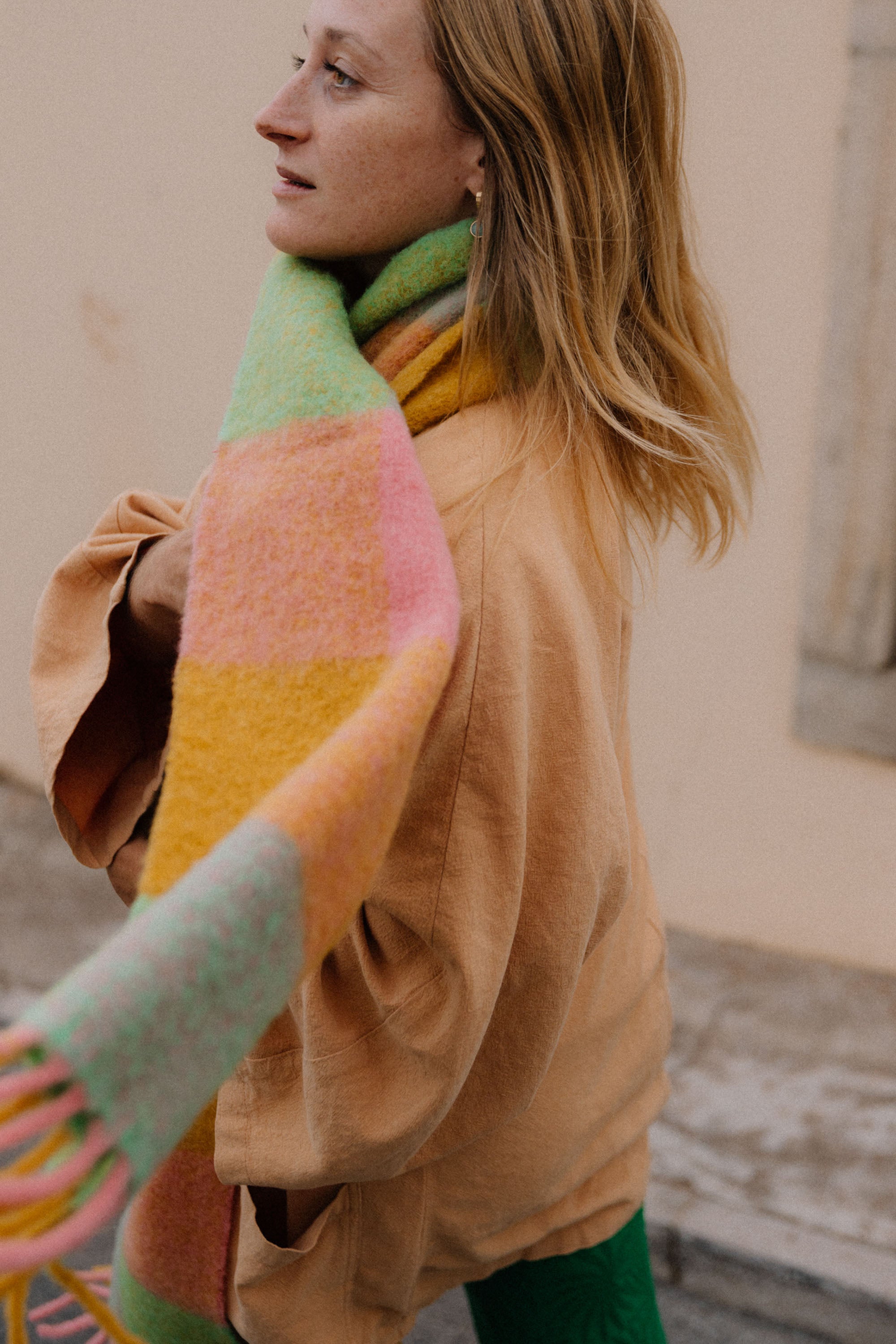 Szalik w kratę Alpaka Multicolor