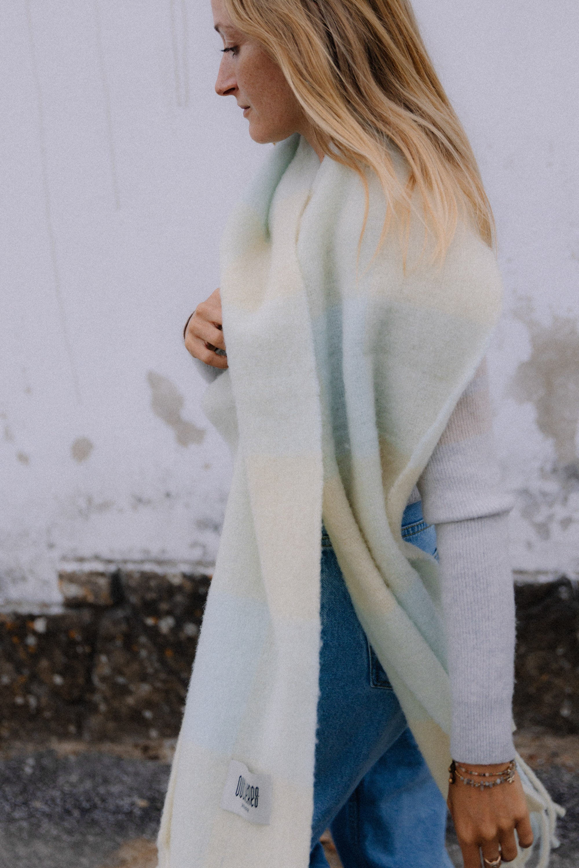 Szalik w kratę Alpaka Butter Blue