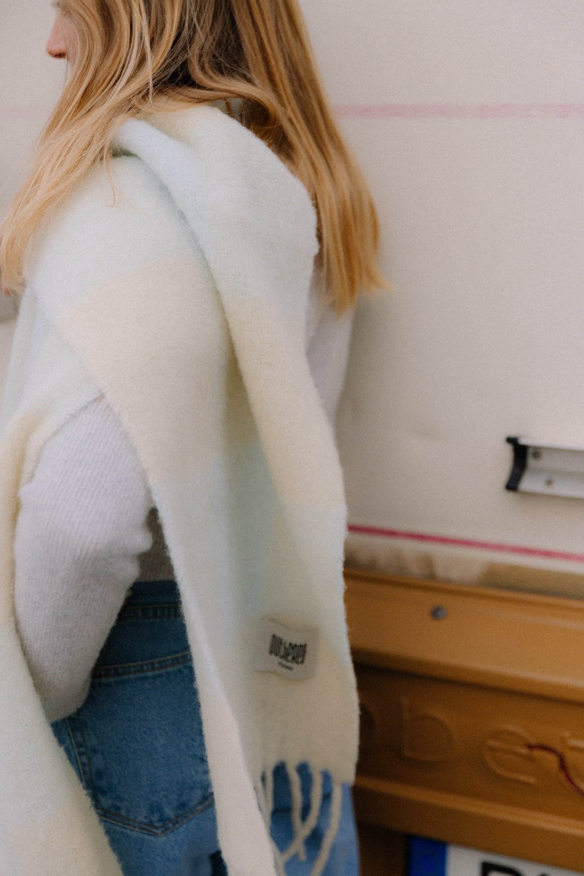 Szalik w kratę Alpaka Butter Blue