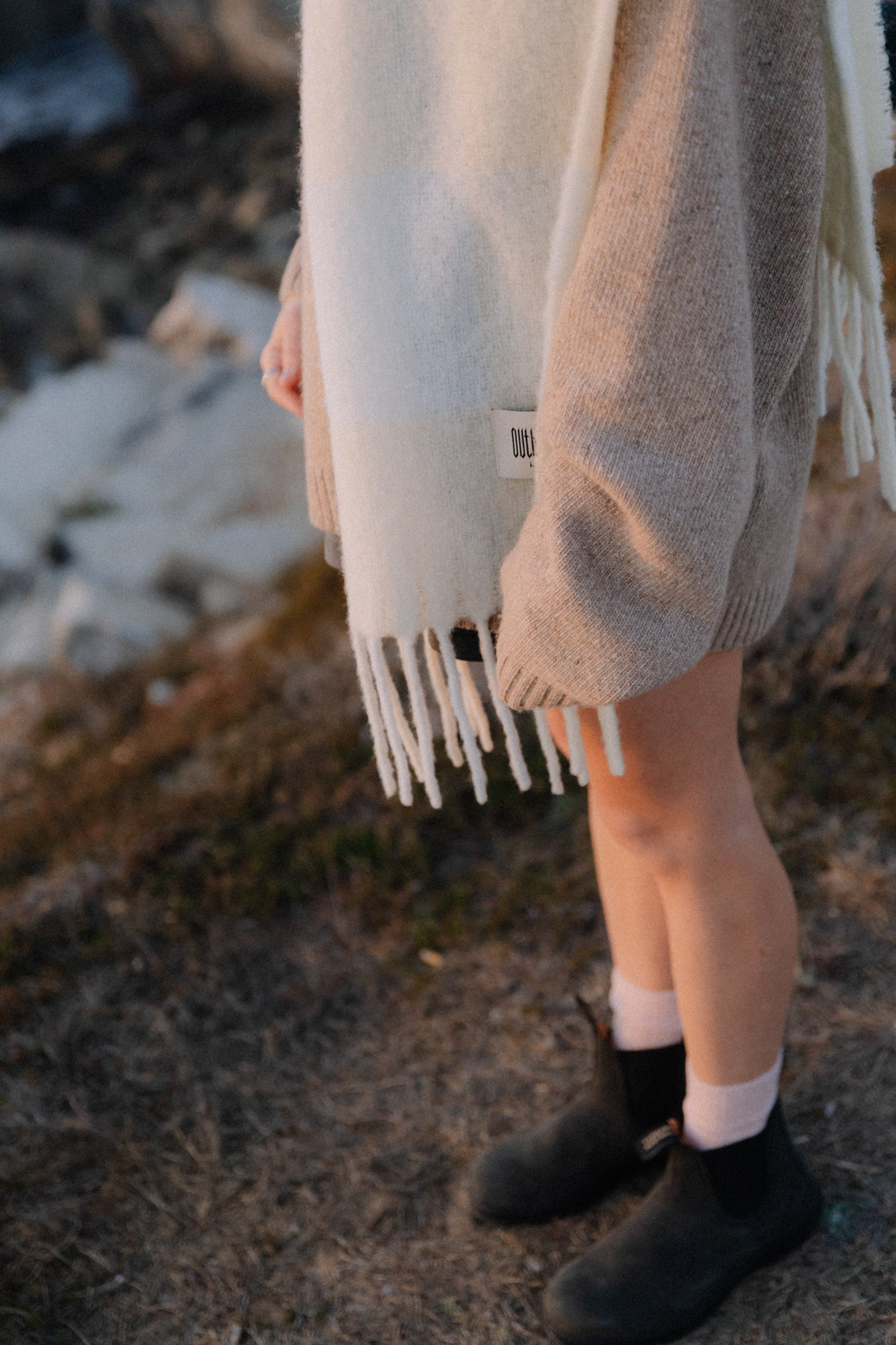 Szalik w kratę Alpaka Butter Blue