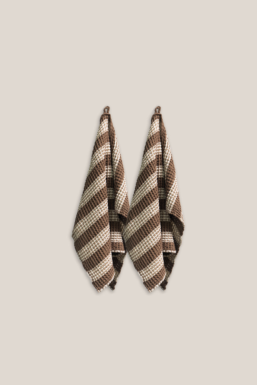 Zestaw 2x Ręcznik łazienkowy w paski Espresso Brown