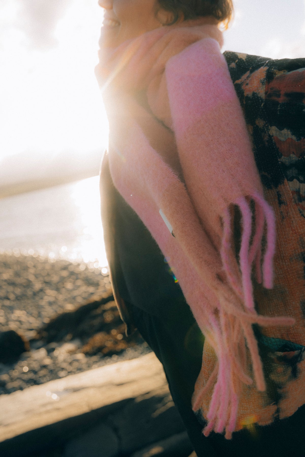 Szalik w kratę karo Pink