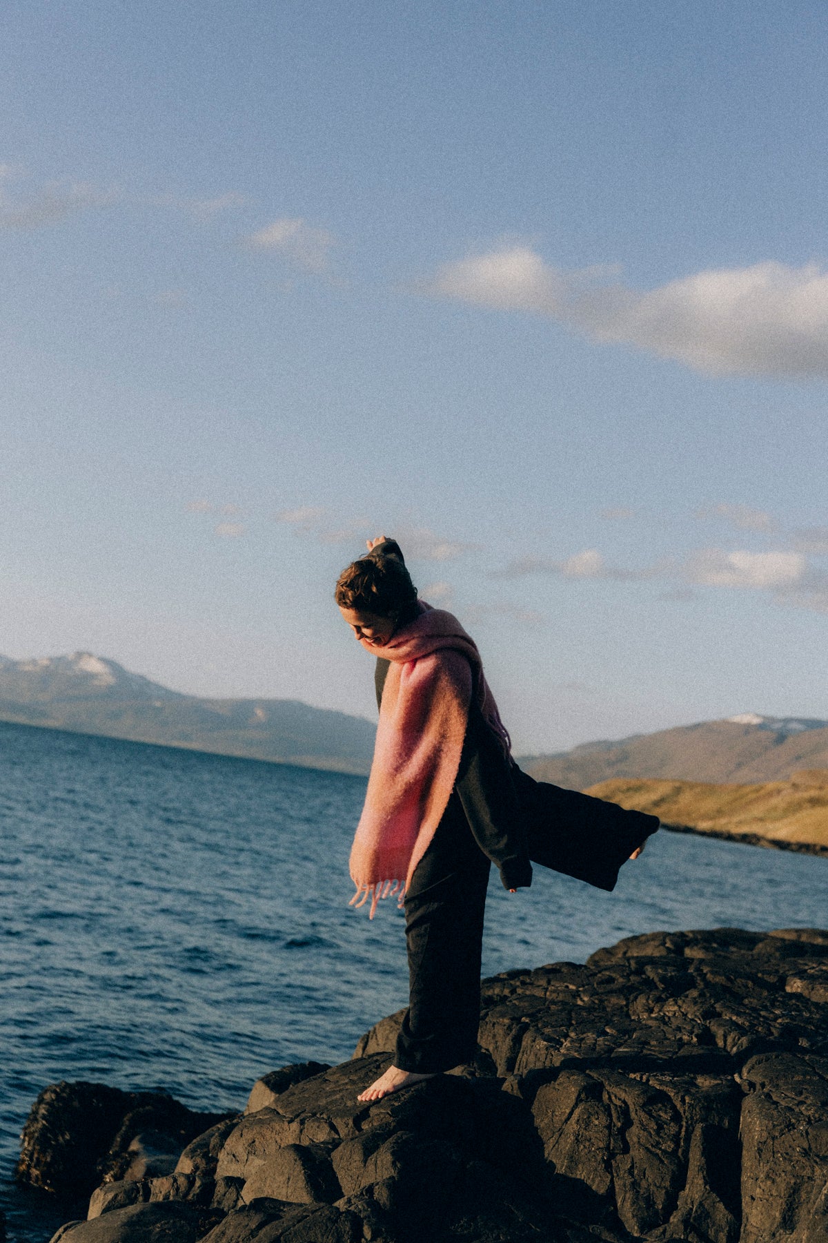 Szalik w kratę karo Pink