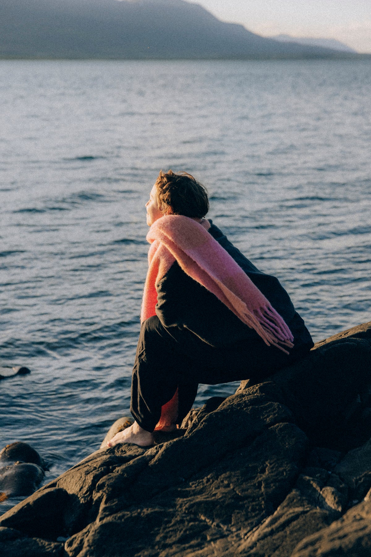 Szalik w kratę karo Pink