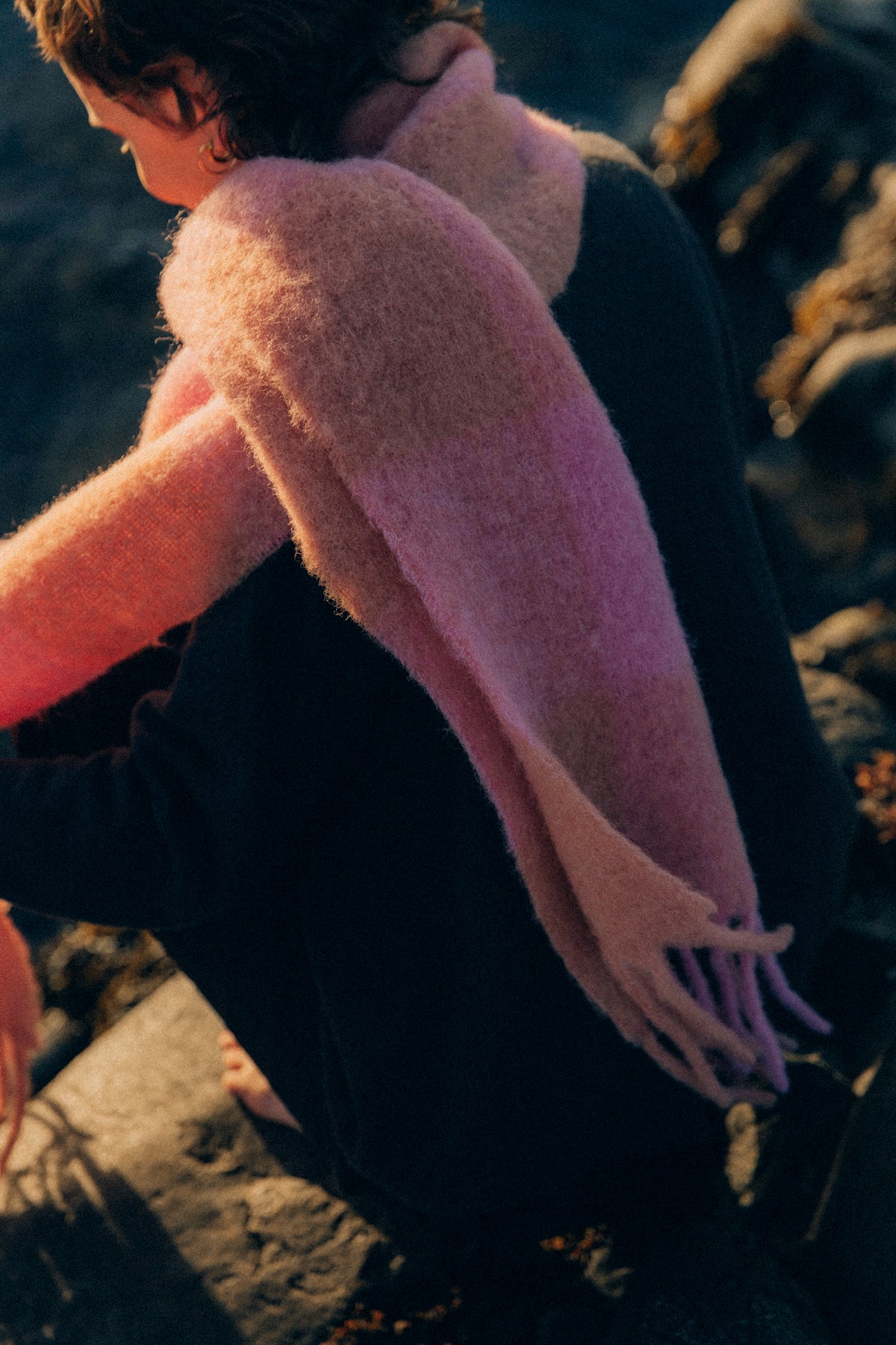 Szalik w kratę karo Pink