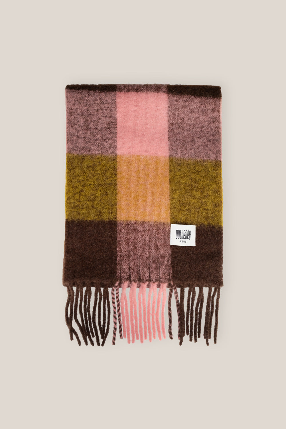 Szalik w kratę Alpaka Pink Brown