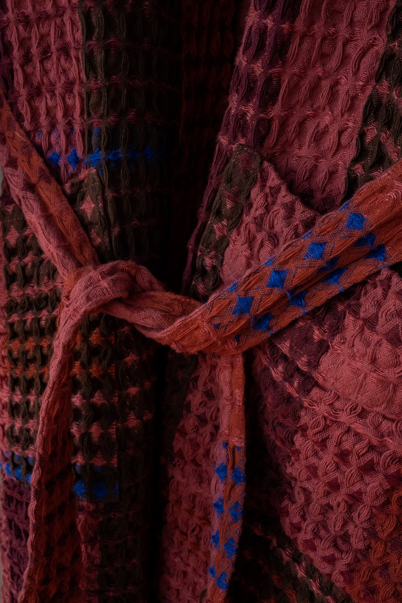 Red Waffle Checked Bathrobe